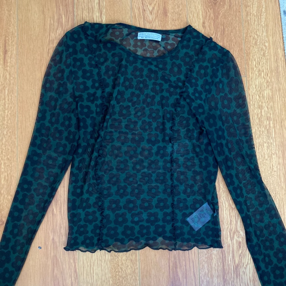 Urban Outfitters Mesh Sheer Long Sleeve Top- M